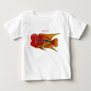 Flowerhorn-Buntbarsch-Fisch-Cartoon-Illustration Baby T-shirt