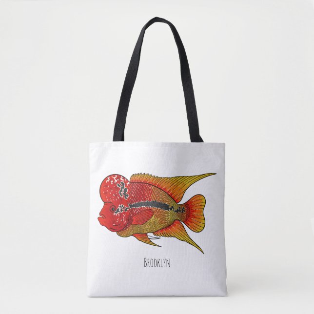 Flowerhorn cichlid fish cartoon illustration (Vorderseite)