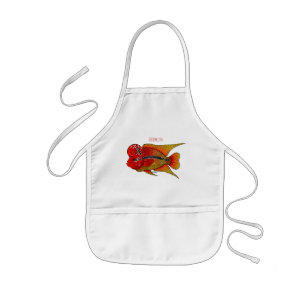 Flowerhorn cichlid fish cartoon illustration kinderschürze