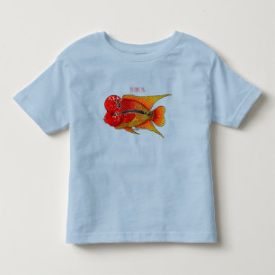 Flowerhorn cichlid fish cartoon illustration kleinkind t-shirt
