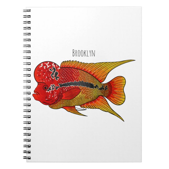 Flowerhorn cichlid fish cartoon illustration notizblock (Vorderseite)