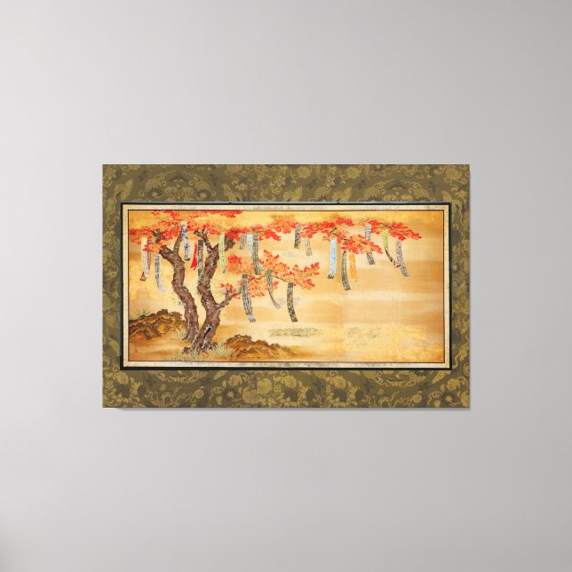 Flowering Cherry and Autumn Maples with Poem Slips Leinwanddruck (Vorderseite)