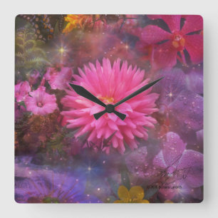 Flowers - A Visual Bouquet for Mom Quadratische Wanduhr