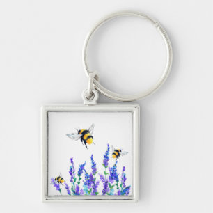 Flowers and Bees Keychain Spring Schlüsselanhänger
