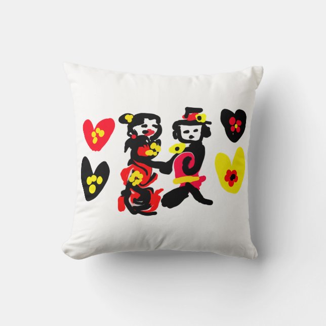 Flowers and black and red Valentine day Kissen (Vorderseite)