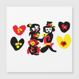 Flowers and black and red Valentine day Magnetkarte