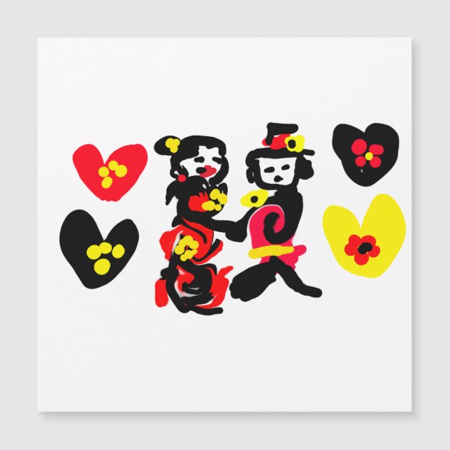 Flowers and black and red Valentine day Magnetkarte (Vorderseite)