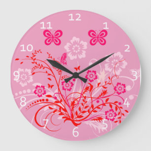 Flowers and Butterflies Clocks Große Wanduhr