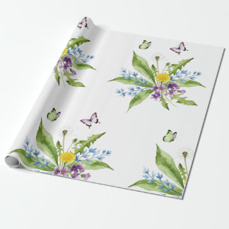 Flowers and butterflies geschenkpapier