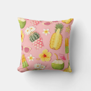 Flowers and exotic fruits vintage seamless pattern kissen