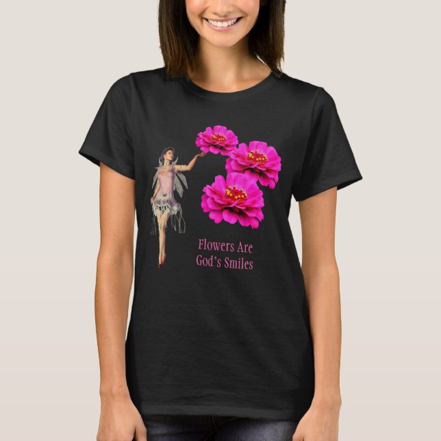 Flowers Are God's Smiles Inspirational Dark T-Shirt (Vorderseite)