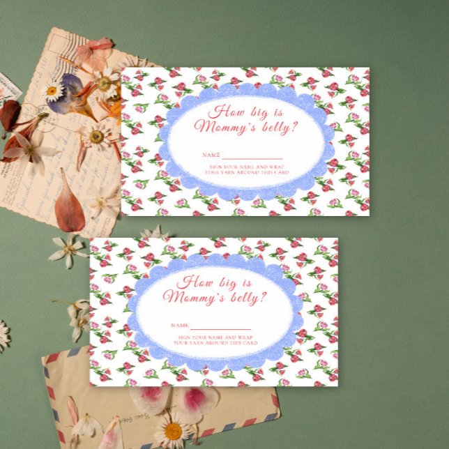 Flowers baby shower - How big is mommy's belly Begleitkarte (Von Creator hochgeladen)