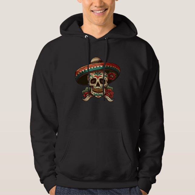 Flowers Cinco De mayo Mexican Sugar Skull Dia de L Hoodie (Vorderseite)