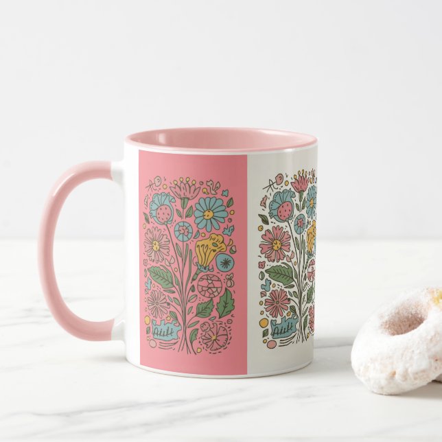 Flowers Coffee Mug Tasse (Mit Donut)