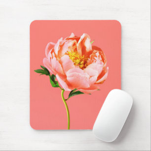 Flowers Coral Peony Blossom Mousepad