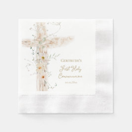  flowers cross First Holy Communion Serviette