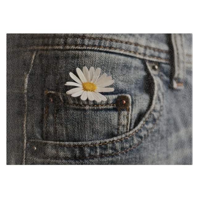 Flowers | Daisy in Jeans Pocket Schneidebrett (Vorderseite)