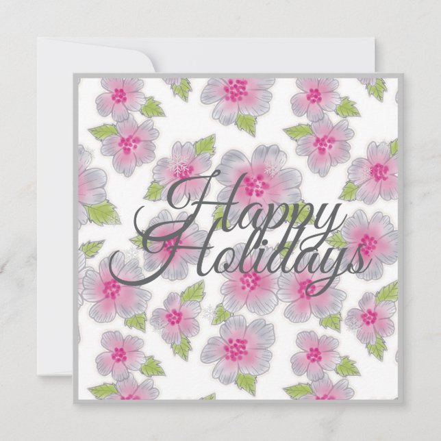 Flowers Elegance Happy Holidays Card Feiertagskarte (Vorderseite)