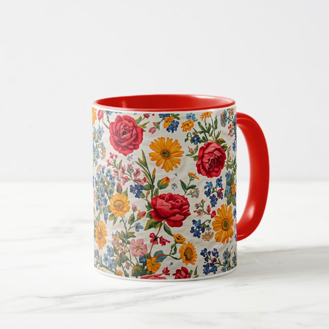 Flowers Everywhere, colorful design, Tasse (VorderseiteRechts)