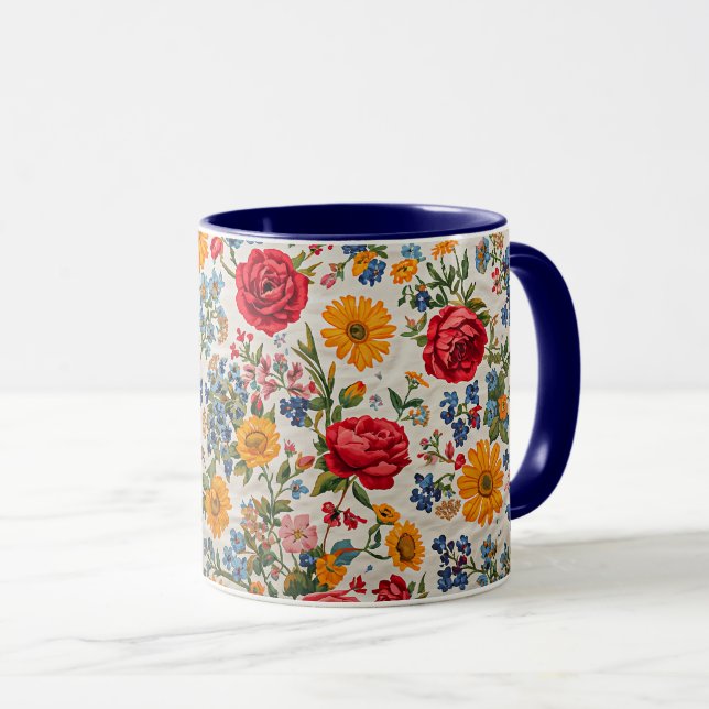 Flowers Everywhere, colorful design, Tasse (VorderseiteRechts)