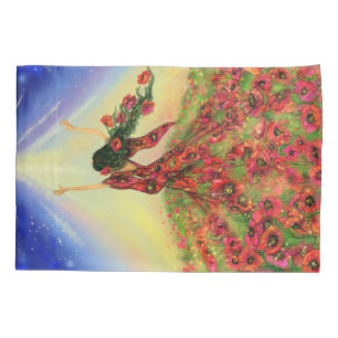Flowers Girl Pillow Case Spring Kissenbezug