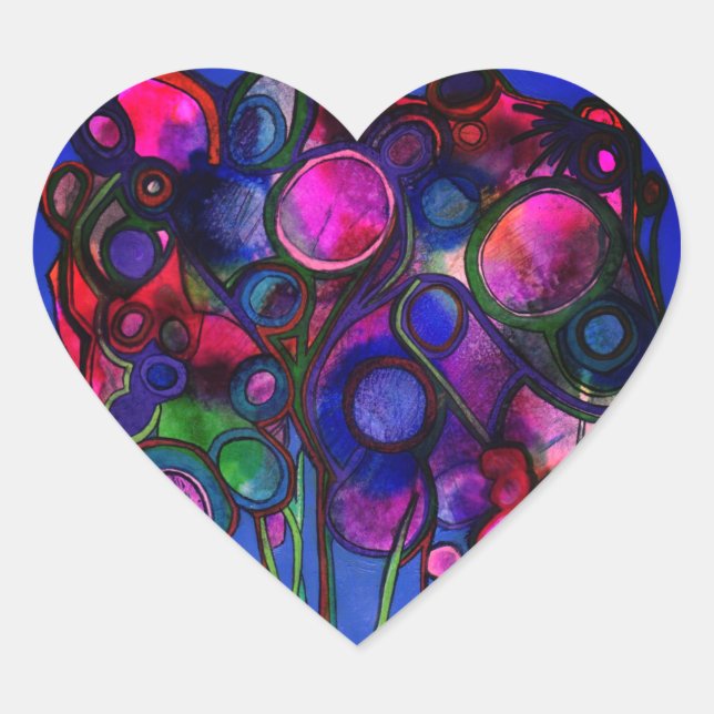 Flowers Herz-Aufkleber (Vorderseite)