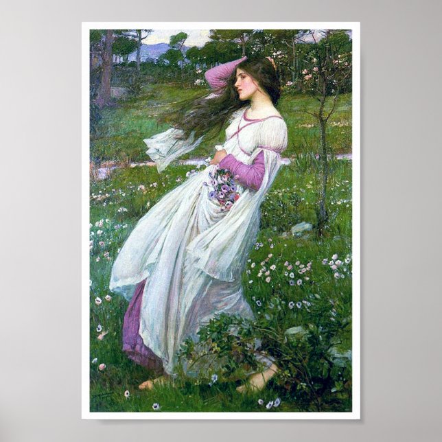 Flowers im Wind, John William Waterhouse Poster (Vorne)
