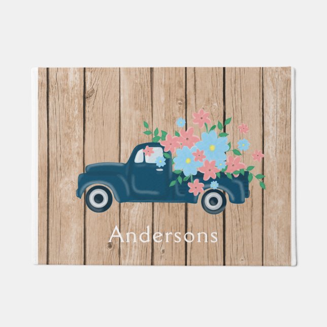 Flowers In A Pickup Truck Personalized Doormat Fußmatte (Vorderseite)