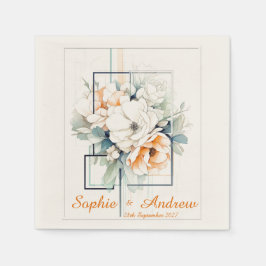 Flowers in orange Cube-Frame: Wedding Napkins Serviette
