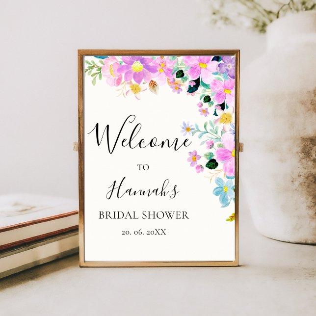 Flowers in pink tones boho Bridal Shower Poster (Von Creator hochgeladen)