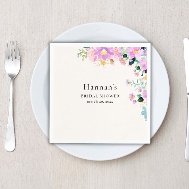 Flowers in pink tones boho summer Bridal Shower Serviette (Von Creator hochgeladen)