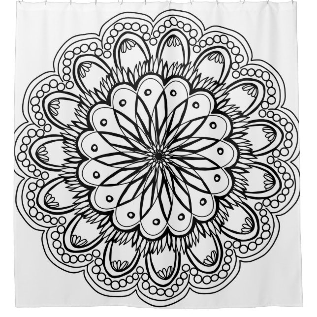 Flowers mandala hand drawing duschvorhang (Vorderseite)