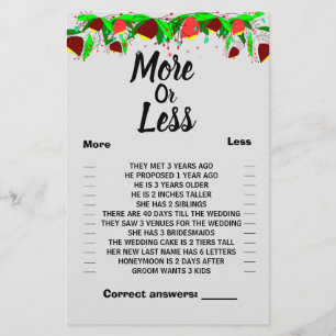 Flowers More or Paares, Shower Game Flyer