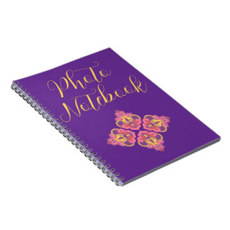 Flowers on Purple Spiral Photo Notebook Notizblock