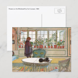 Flowers on the Windowsill by Carl Larsson Postkarte