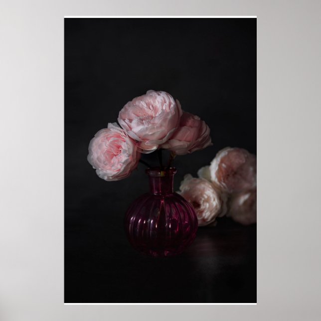 Flowers | Pale Pink Peonies in Vase Poster (Vorne)