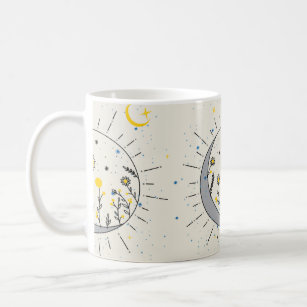 Flowers planet the sun and the moon graphic art kaffeetasse