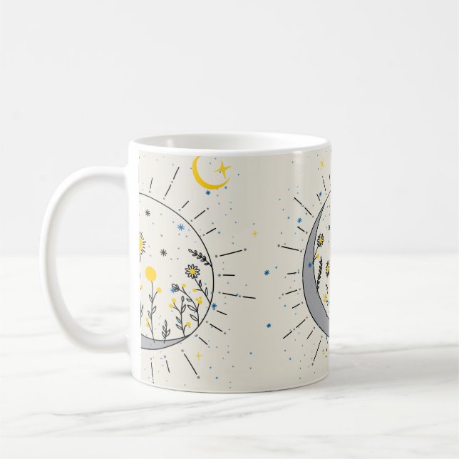 Flowers planet the sun and the moon graphic art kaffeetasse (Links)