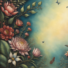 Flowers & Postcard Nr. 3 Vintage Tissue Paper Seidenpapier