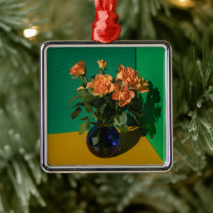 Flowers   Roses in Vase Ornament Aus Metall