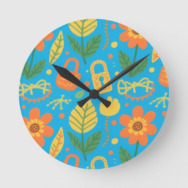Flowers Runde Wanduhr (Vorderseite)