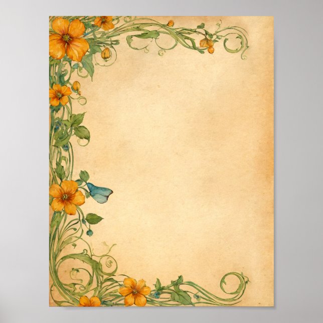 Flowers Scrapbook & Junk Journal Supplies Downlad Poster (Vorne)