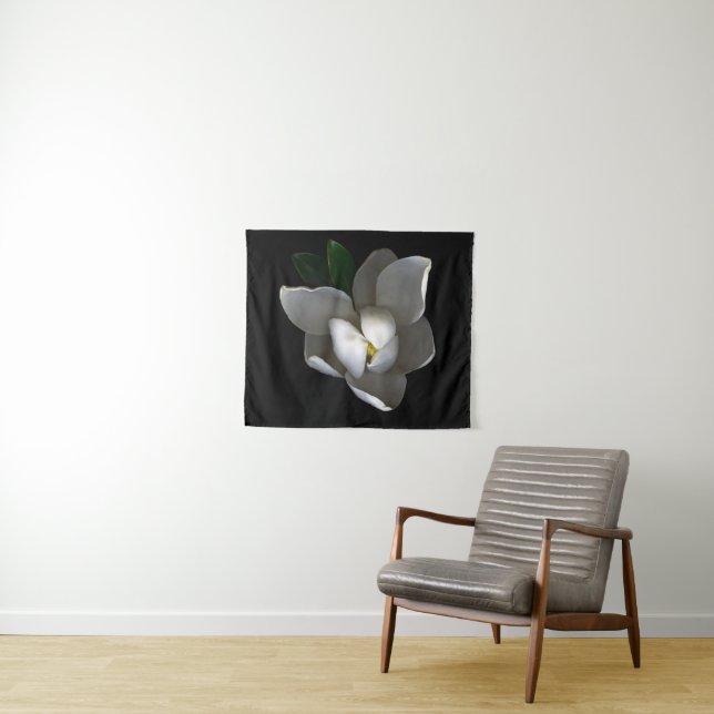 Flowers | Single White Magnolia Blossom Wandteppich (Beispiel (Horizontal))