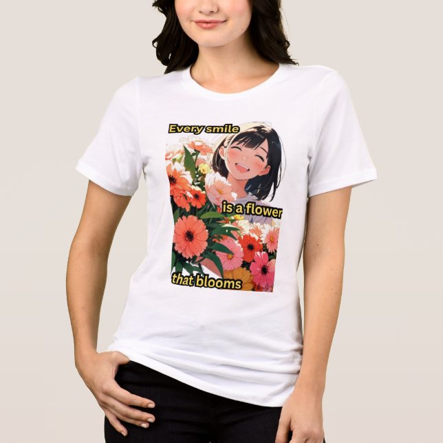 Flowers & Smiles T-Shirt Tri-Blend Shirt (Vorderseite)