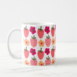 flowers & strawberries pattern  kaffeetasse