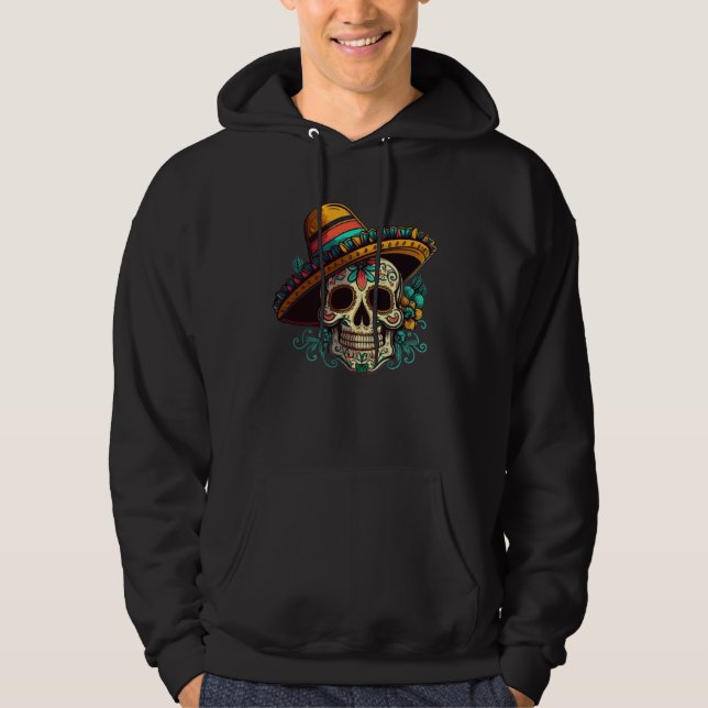 Flowers Sugar Skull Cinco De mayo Mexican Dia de L Hoodie (Vorderseite)