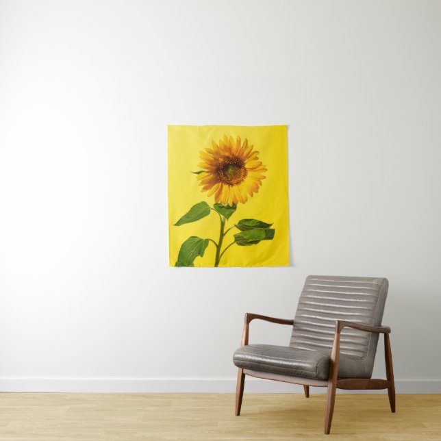 Flowers | Sunflower on Yellow Wandteppich (Beispiel)