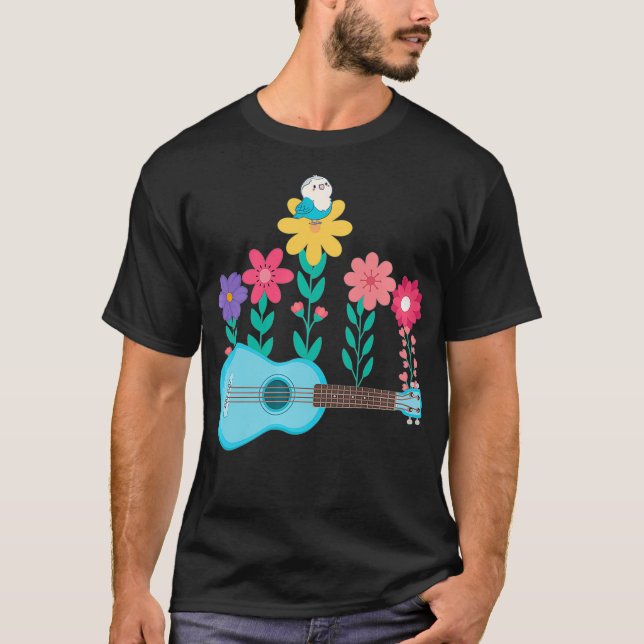Flowers Ukulele Hawaiian Musician Acoustic Uke T-Shirt (Vorderseite)