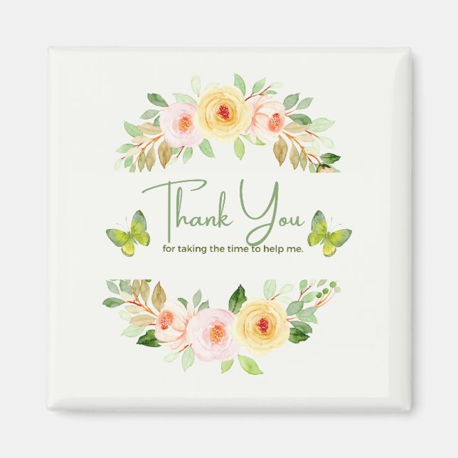 FLOWERS WATERCOLOR THANK YOU MAGNET (Vorne)