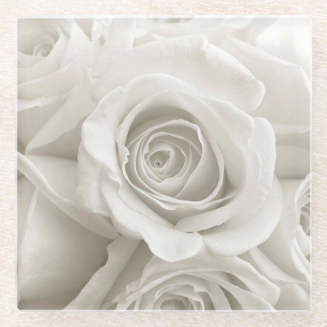 Flowers | White Roses Glasuntersetzer (Vorderseite)